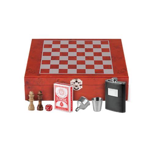 Set u drvenoj poklon kutiji sa šah tablom